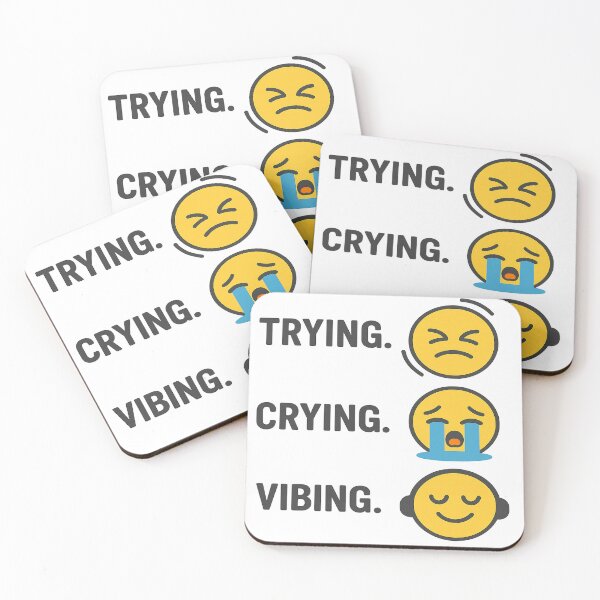 Item preview, Trying Crying Vibing Emoji Vertical Design designed and sold by dessertcruzing.