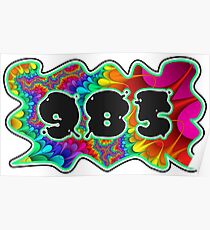 ABSTRACT, GROOVY, AND PSYCHEDELIC 985 DESIGN - VIBRANT COLORS WITH YOUR FAVORITE AREA CODE Poster