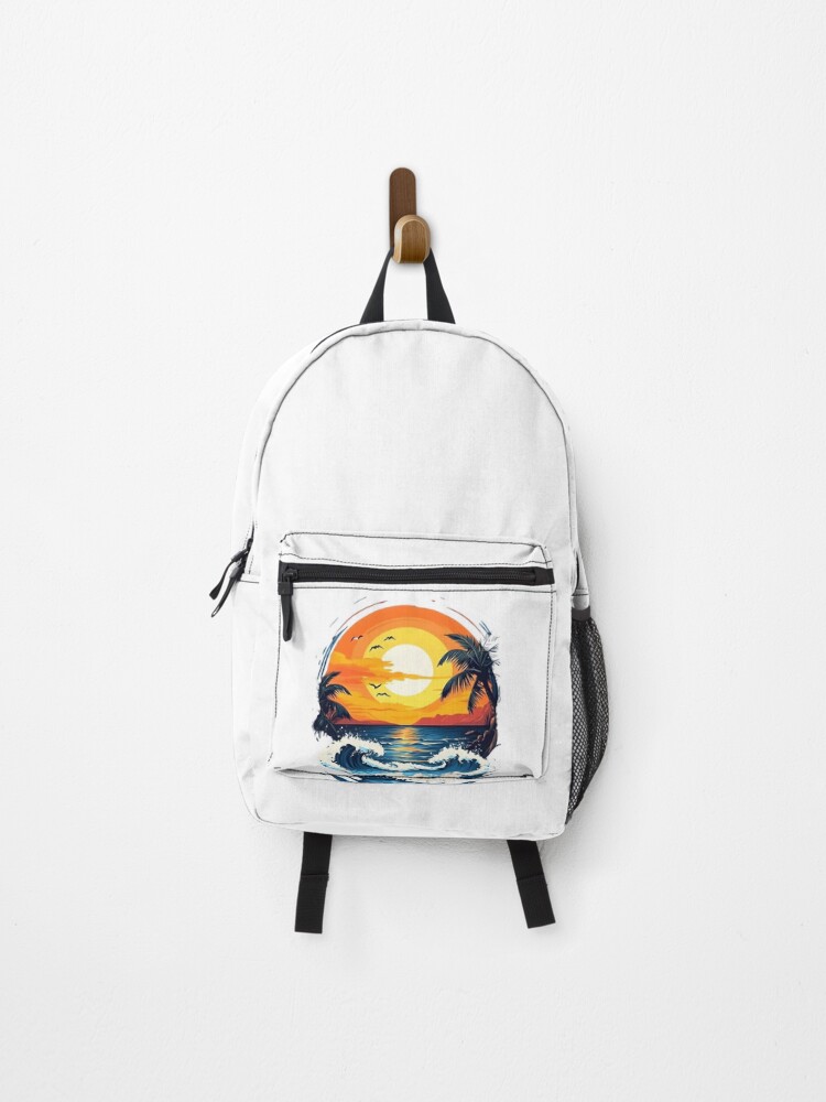 Thumbnail 1 of 3, Backpack, Retro Sunset Waves designed and sold by Ragil-Studio.