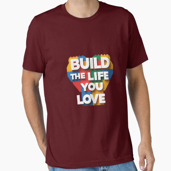 Item preview, Build the Life You Love – Lego-Style Heart Design designed and sold by TeeTrends99.