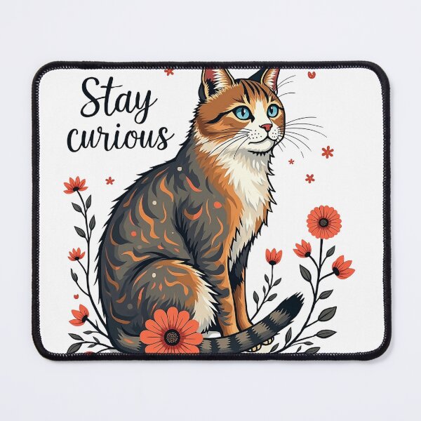 Item preview, Stay Curious Cat Lover Graphic Boho Tee designed and sold by SimplyLaura247.