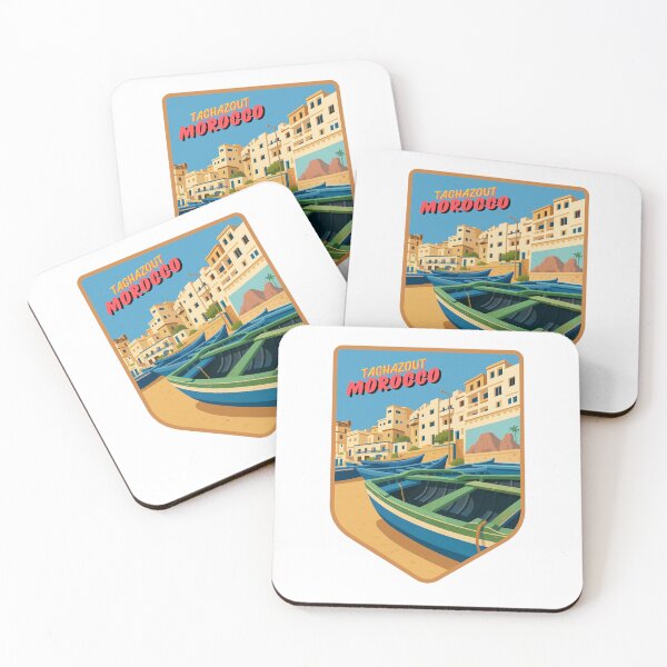 Item preview, Taghazout Morocco Coastal Scene - Colorful Seaside Illustration with Boats designed and sold by Blurbean.