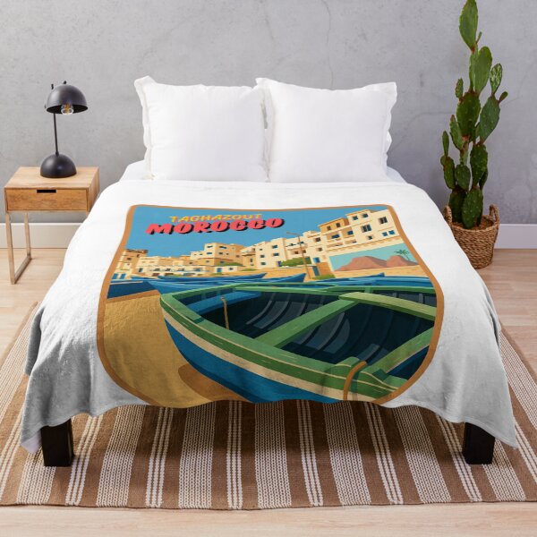 Item preview, Taghazout Morocco Coastal Scene - Colorful Seaside Illustration with Boats designed and sold by Blurbean.
