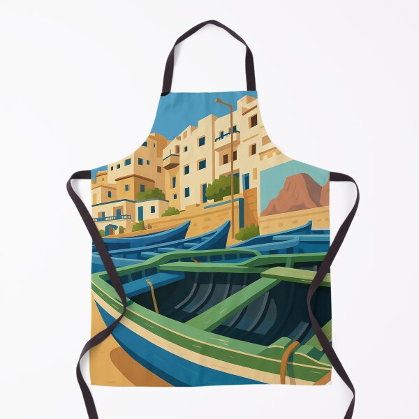 Item preview, Taghazout Morocco Coastal Scene - Colorful Seaside Illustration with Boats designed and sold by Blurbean.