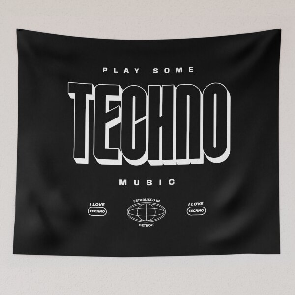 Item preview, TECHNO  - Play Some Logo (White)  designed and sold by Discothreadz.