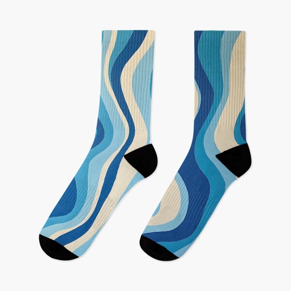 Item preview, Retro Wavy Stripe Pattern – Mid Century Modern,  Boho Abstract Blue designed and sold by Prints and Lifestyle.