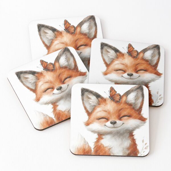 Item preview, cute smiling handmade fox in crayon style designed and sold by NivyasArtistry.