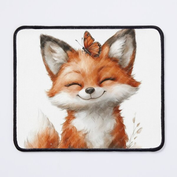 Item preview, cute smiling handmade fox in crayon style designed and sold by NivyasArtistry.