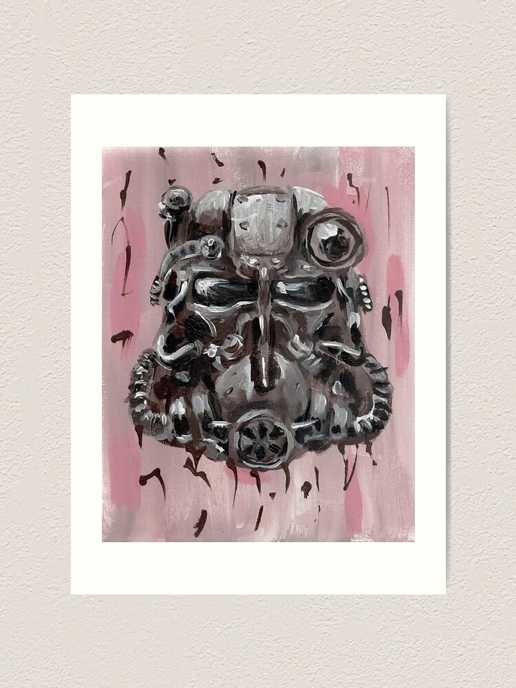 T60 Power Armor Helmet Art Print By Hendart Redbubble