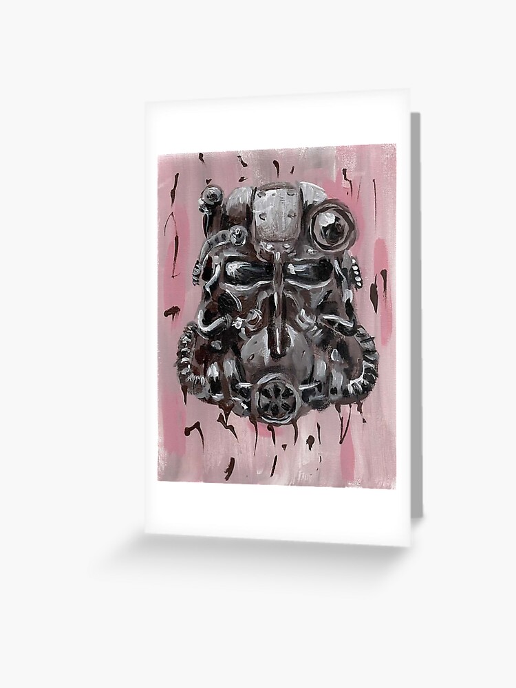 T60 Power Armor Helmet Greeting Card By Hendart Redbubble