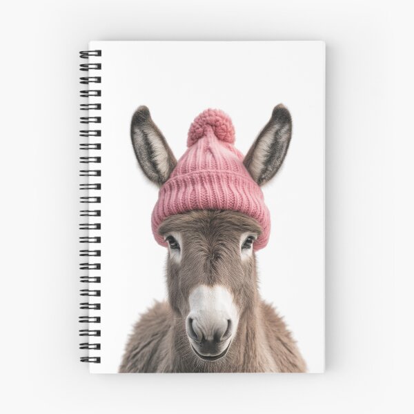 Item preview, Burro acogedor con gorro de invierno rosa, obra de arte de moda animal de moda designed and sold by LazyOwlStore.