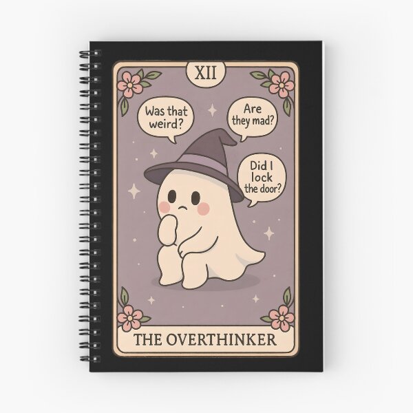 Item preview, The Overthinker – Cute Ghost Tarot Card Design designed and sold by SONandMOONcreationsAU.