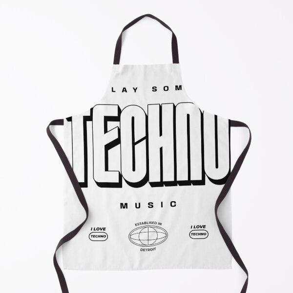 Item preview, TECHNO - Play Some Logo (White) designed and sold by Discothreadz.