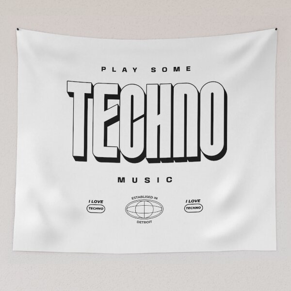 Item preview, TECHNO  - Play Some Logo (White) designed and sold by Discothreadz.
