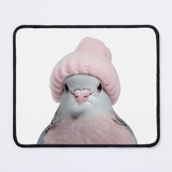 Item preview, Cozy Dove Wearing Pink Winter Hat Trendy Animal Fashion Artwork designed and sold by LazyOwlStore.