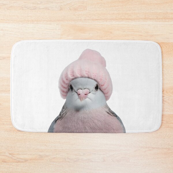 Item preview, Cozy Dove Wearing Pink Winter Hat Trendy Animal Fashion Artwork designed and sold by LazyOwlStore.