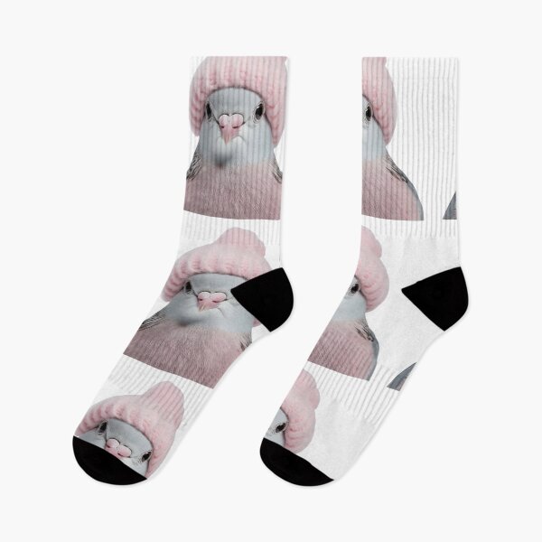 Item preview, Cozy Dove Wearing Pink Winter Hat Trendy Animal Fashion Artwork designed and sold by LazyOwlStore.