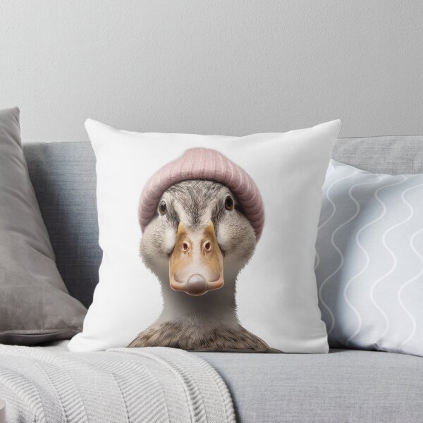 Item preview, Cozy Duck Wearing Pink Winter Hat Trendy Animal Fashion Artwork designed and sold by LazyOwlStore.