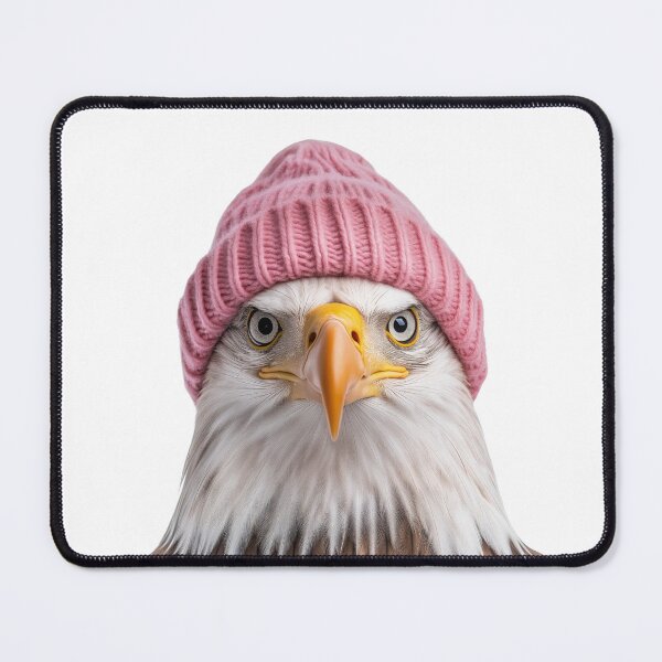 Item preview, Cozy Eagle Wearing Pink Winter Hat Trendy Animal Fashion Artwork designed and sold by LazyOwlStore.