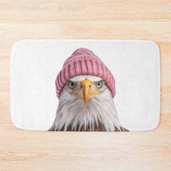Item preview, Cozy Eagle Wearing Pink Winter Hat Trendy Animal Fashion Artwork designed and sold by LazyOwlStore.