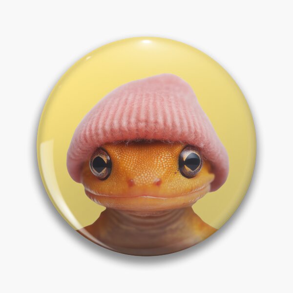 Item preview, Cozy Eastern Newt Wearing Pink Winter Hat Trendy Animal Fashion Artwork designed and sold by LazyOwlStore.