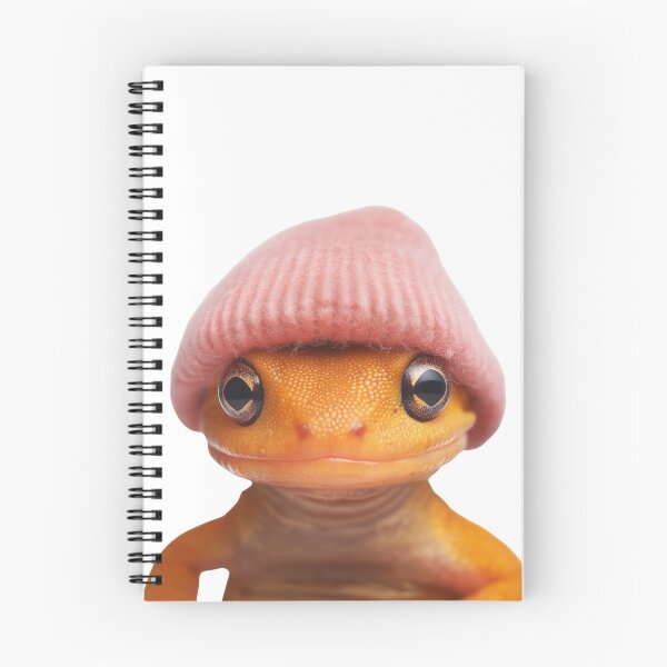 Item preview, Cozy Eastern Newt Wearing Pink Winter Hat Trendy Animal Fashion Artwork designed and sold by LazyOwlStore.