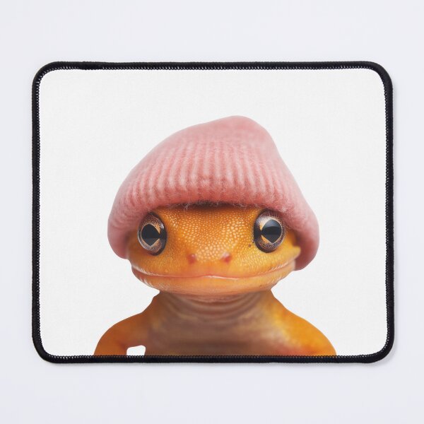Item preview, Cozy Eastern Newt Wearing Pink Winter Hat Trendy Animal Fashion Artwork designed and sold by LazyOwlStore.