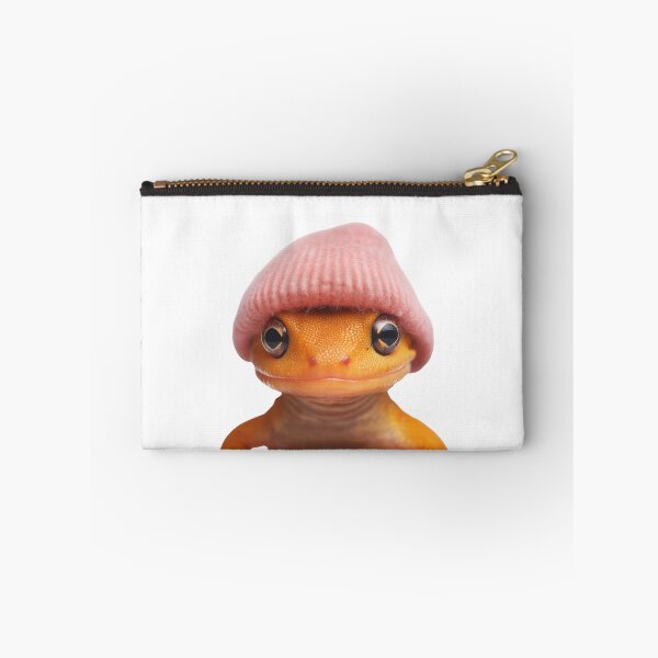 Item preview, Cozy Eastern Newt Wearing Pink Winter Hat Trendy Animal Fashion Artwork designed and sold by LazyOwlStore.