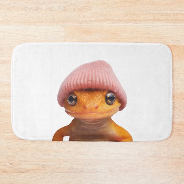 Item preview, Cozy Eastern Newt Wearing Pink Winter Hat Trendy Animal Fashion Artwork designed and sold by LazyOwlStore.
