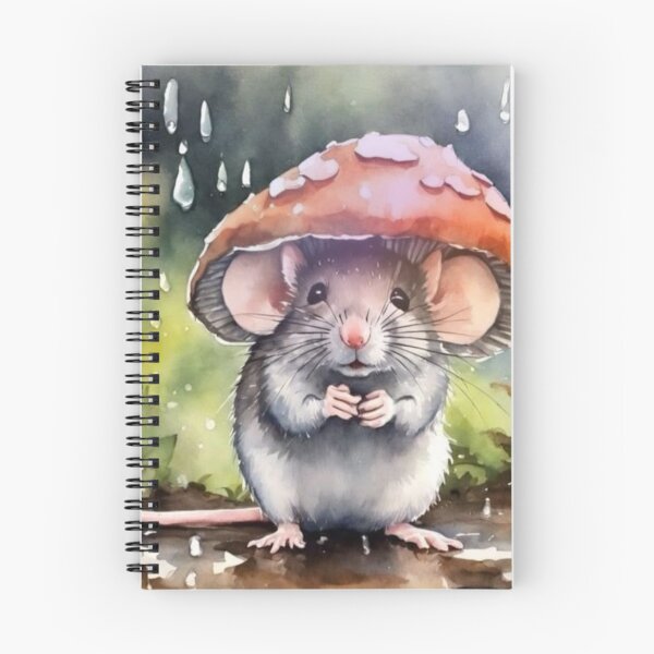 Item preview, handmade drawing of little mouse and his mushroom umbrella designed and sold by NivyasArtistry.