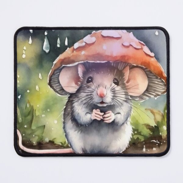 Item preview, handmade drawing of little mouse and his mushroom umbrella designed and sold by NivyasArtistry.
