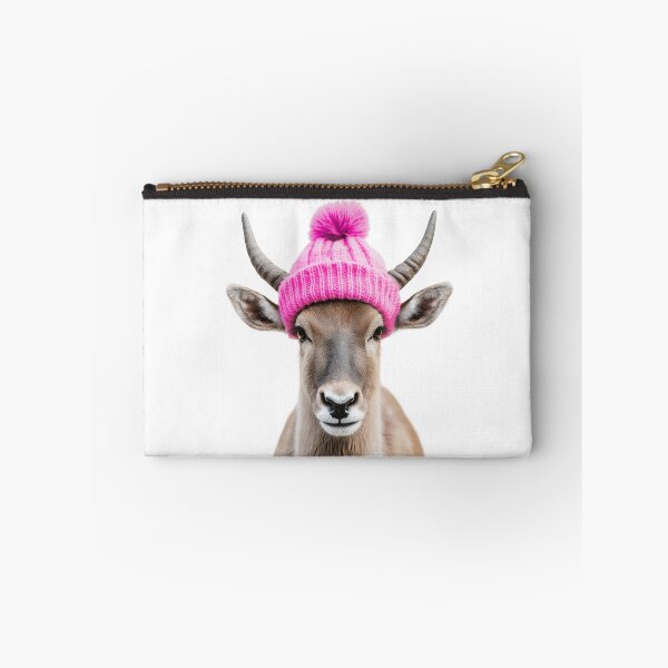 Artikelvorschau, Gemütliches Eland mit rosa Wintermütze, trendiges Tiermode-Kunstwerk entworfen und verkauft von LazyOwlStore.