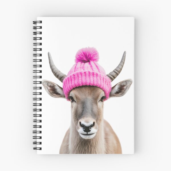 Artikelvorschau, Gemütliches Eland mit rosa Wintermütze, trendiges Tiermode-Kunstwerk entworfen und verkauft von LazyOwlStore.