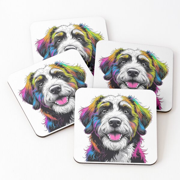 Item preview, Neon Bernedoodle Face – Vibrant Pop Art Dog Design designed and sold by Fredster1966.