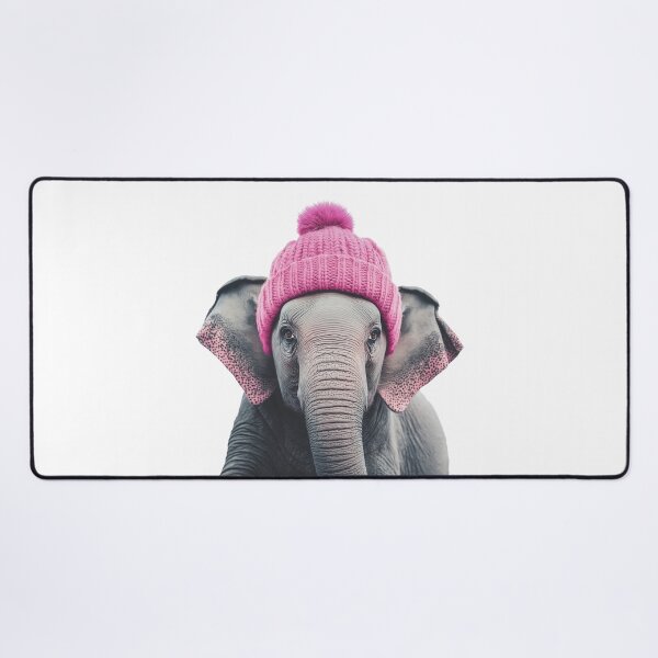 Item preview, Cozy Elephant Wearing Pink Winter Hat Trendy Animal Fashion Artwork designed and sold by LazyOwlStore.