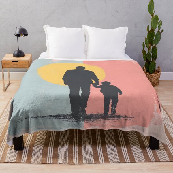 Item preview, Silhouette of a father and child against the sunset, touching family art. designed and sold by OlhaBondarenko.