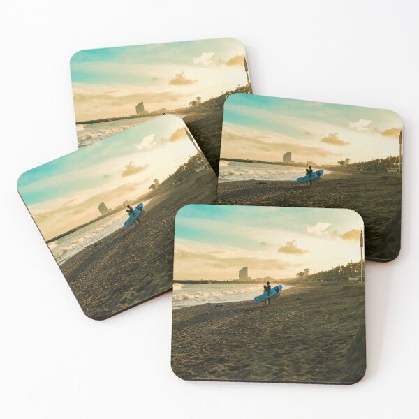 Item preview, Sunset Surf at Barceloneta – Golden BCN Vibes designed and sold by Foto Merch.