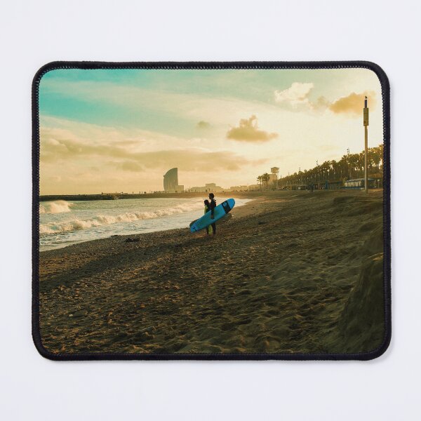 Item preview, Sunset Surf at Barceloneta – Golden BCN Vibes designed and sold by Foto Merch.