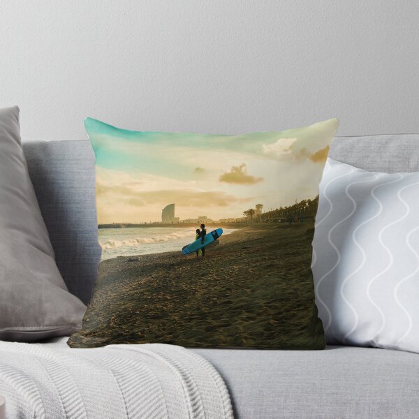 Item preview, Sunset Surf at Barceloneta – Golden BCN Vibes designed and sold by Foto Merch.