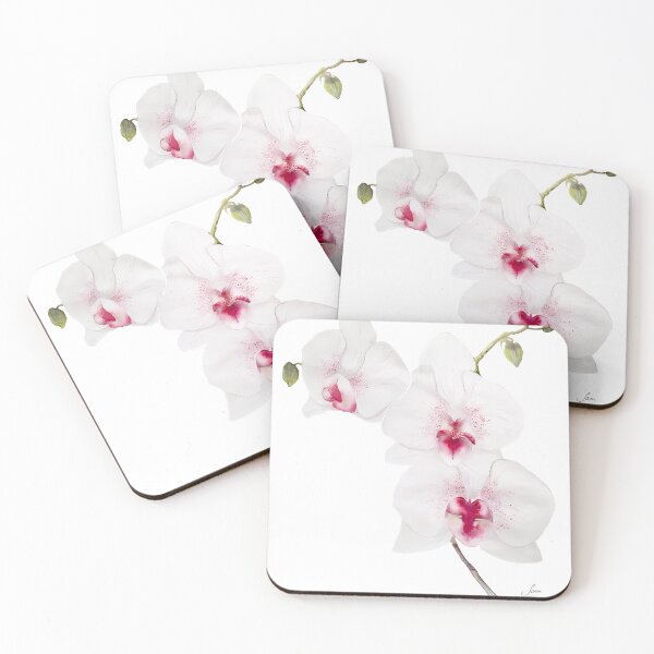 Item preview, Beautiful White and Pink Watercolour Orchid designed and sold by Sam Morton - Heart Art.
