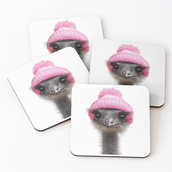 Item preview, Cozy Emu Wearing Pink Winter Hat Trendy Animal Fashion Artwork designed and sold by LazyOwlStore.