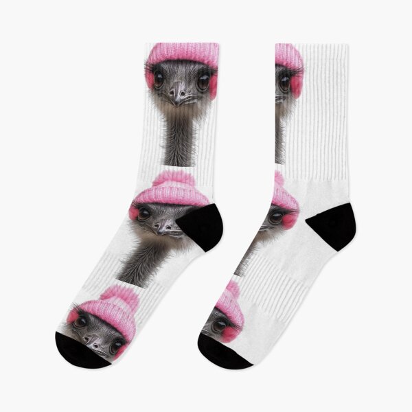 Item preview, Cozy Emu Wearing Pink Winter Hat Trendy Animal Fashion Artwork designed and sold by LazyOwlStore.