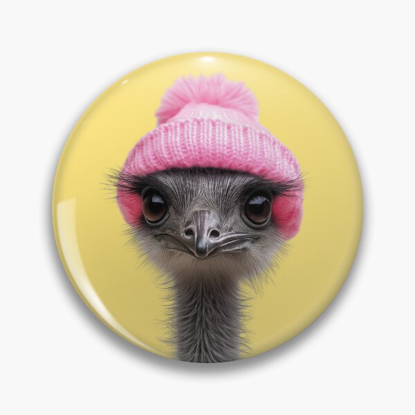 Item preview, Cozy Emu Wearing Pink Winter Hat Trendy Animal Fashion Artwork designed and sold by LazyOwlStore.