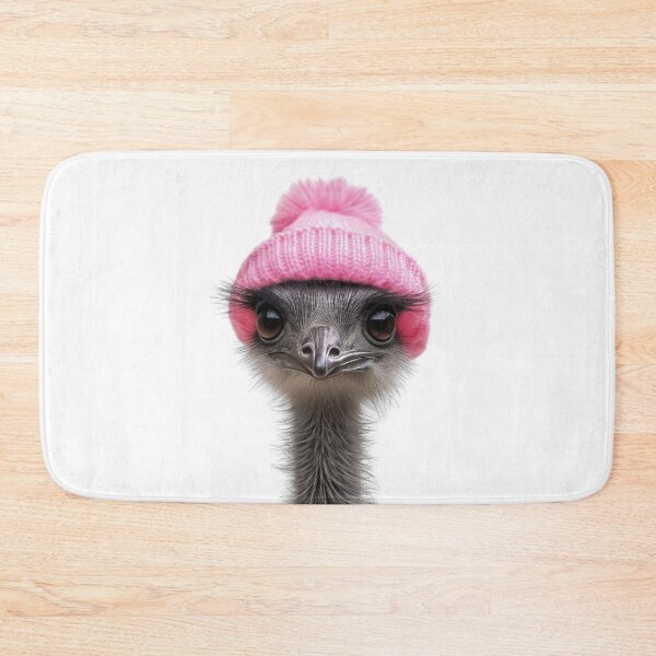 Item preview, Cozy Emu Wearing Pink Winter Hat Trendy Animal Fashion Artwork designed and sold by LazyOwlStore.