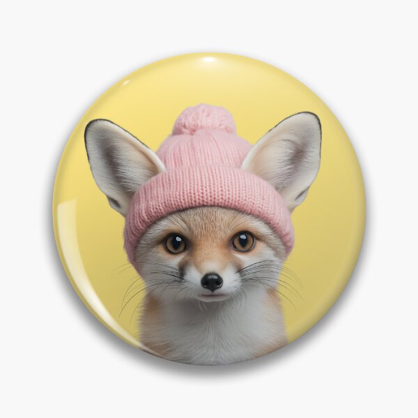 Artikelvorschau, Gemütlicher Fennek-Fuchs mit rosa Wintermütze, trendiges Tiermode-Kunstwerk entworfen und verkauft von LazyOwlStore.