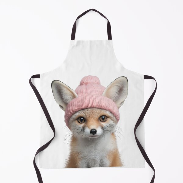 Artikelvorschau, Gemütlicher Fennek-Fuchs mit rosa Wintermütze, trendiges Tiermode-Kunstwerk entworfen und verkauft von LazyOwlStore.
