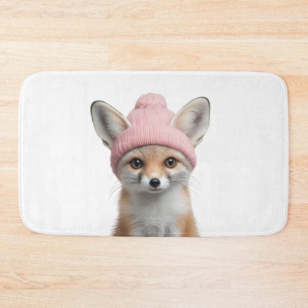 Item preview, Cozy Fennec Fox Wearing Pink Winter Hat Trendy Animal Fashion Artwork designed and sold by LazyOwlStore.