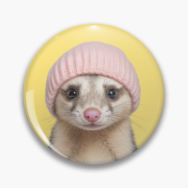 Artikelvorschau, Gemütliches Frettchen mit rosa Wintermütze, trendiges Tiermode-Kunstwerk entworfen und verkauft von LazyOwlStore.