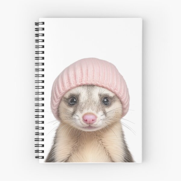 Item preview, Cozy Ferret Wearing Pink Winter Hat Trendy Animal Fashion Artwork designed and sold by LazyOwlStore.