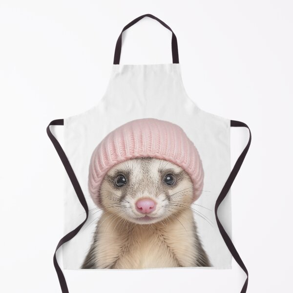 Artikelvorschau, Gemütliches Frettchen mit rosa Wintermütze, trendiges Tiermode-Kunstwerk entworfen und verkauft von LazyOwlStore.